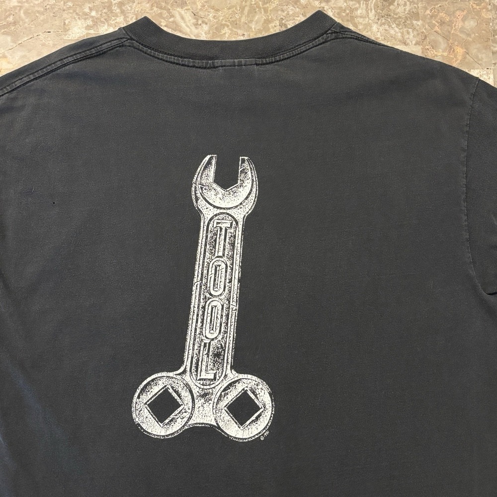Vintage Tool Shirt Mens XL Grey Wrench Logo Short Sleeve Tee Murina USA 90s